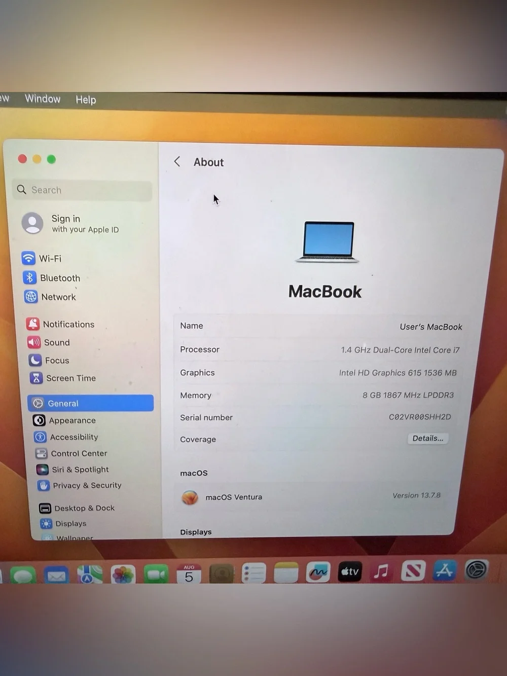 Apple MacBook Silver Laptop 1.4 GHz Dual-Core Intel i7 8 GB